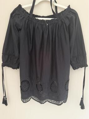 NWOT Black LOFT 100% Cotton Off-Shoulder Top Medium